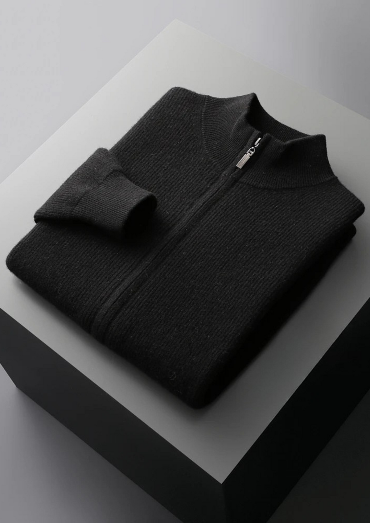 Pure Extra-Fine Merino Wool Ribbed Zip Cardigan