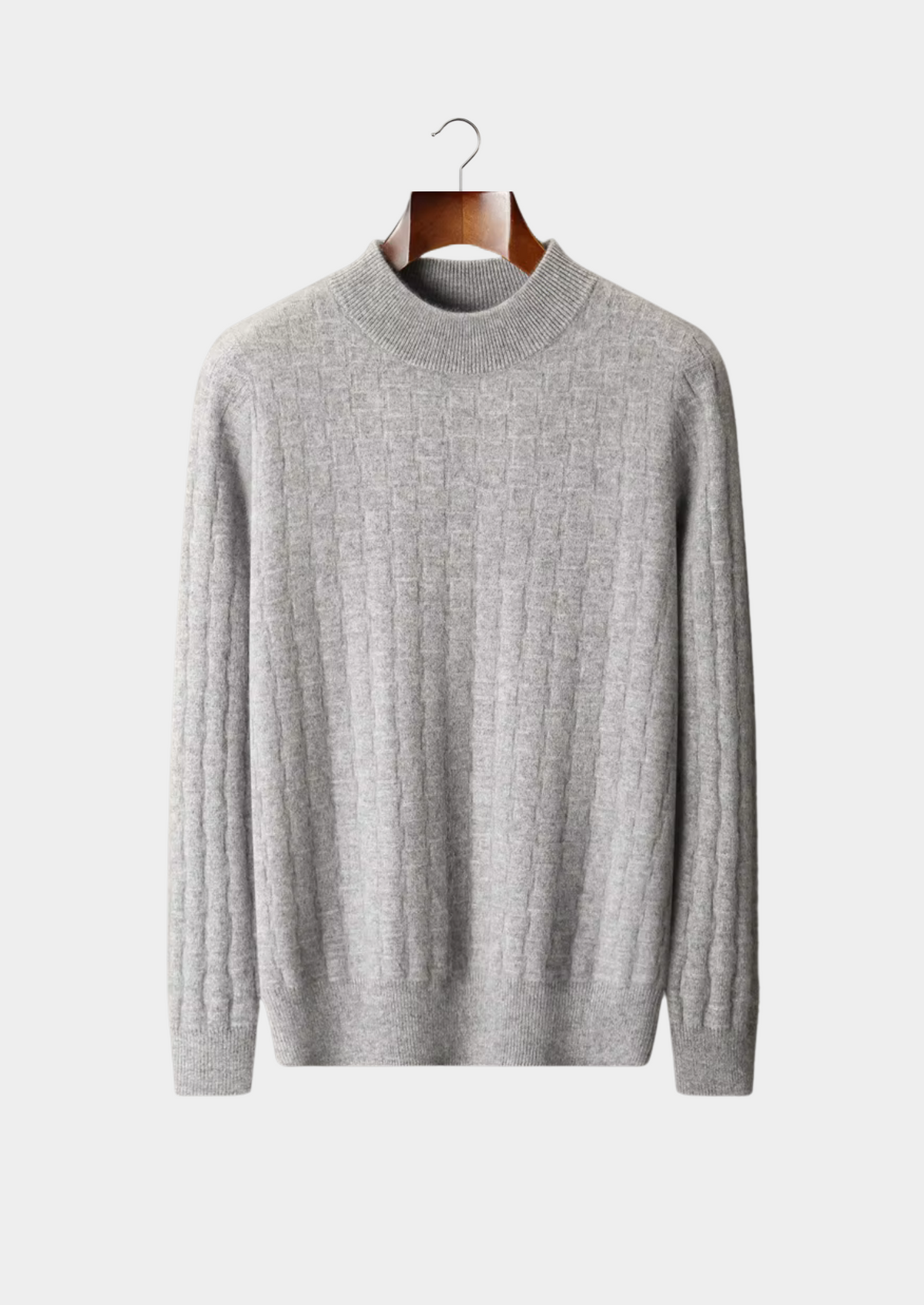 Pure Extra-Fine Merino Wool Textured Mockneck