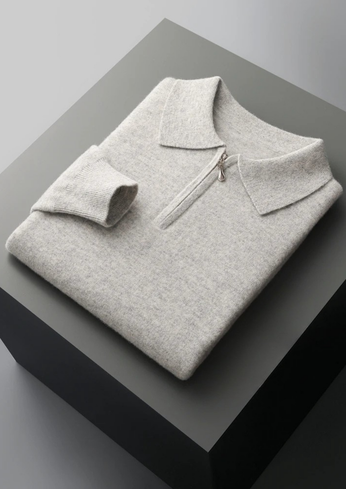 Pure Extra-Fine Merino Wool Half Zip Polo