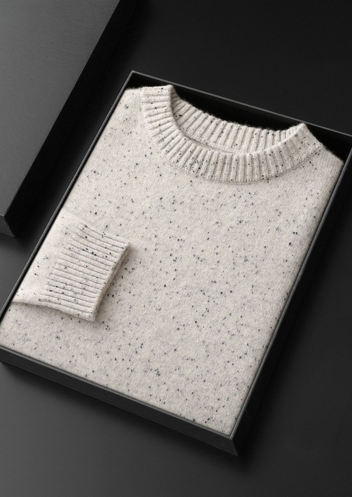 Pure Cashmere White Nepped Essential Crewneck