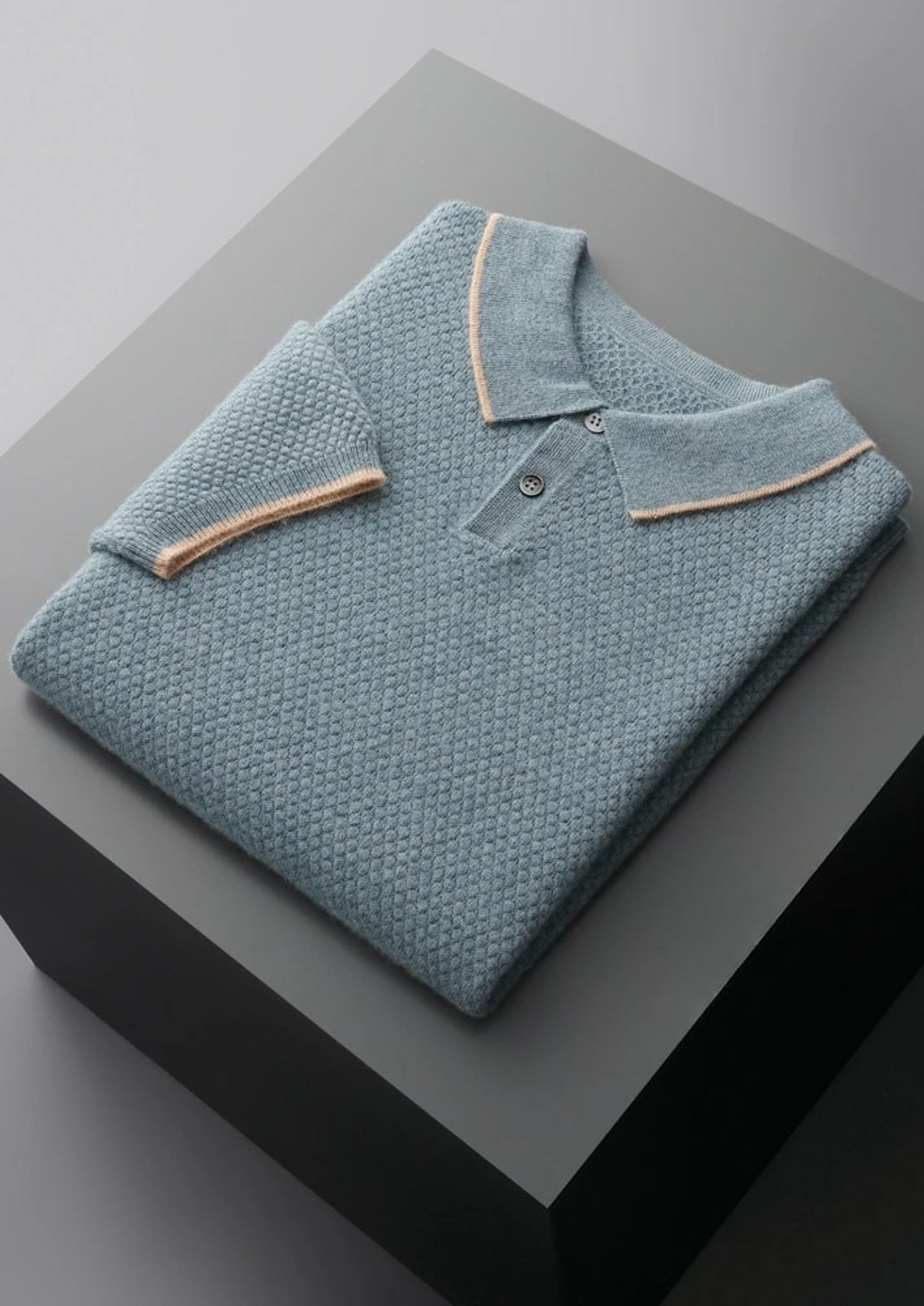 PREMIUM CASHMERE TWO-TONE POLO