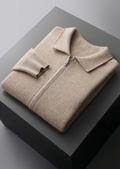 Pure Extra-Fine Merino Wool Zip Polo Cardigan